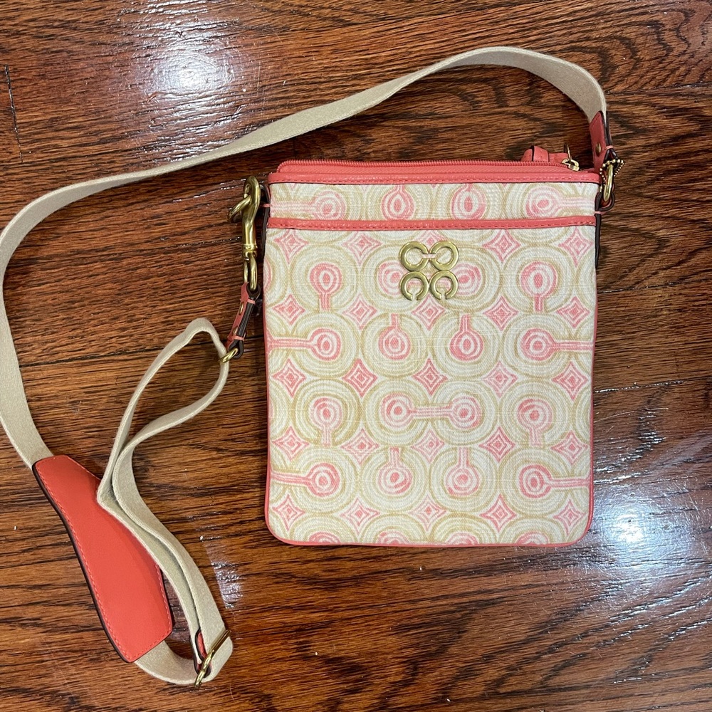 Coach Audrey crossbody messenger bag pink op art